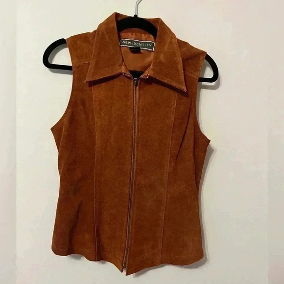 New Identity Women's Leather Vest Size Medium - Picture 1 of 9